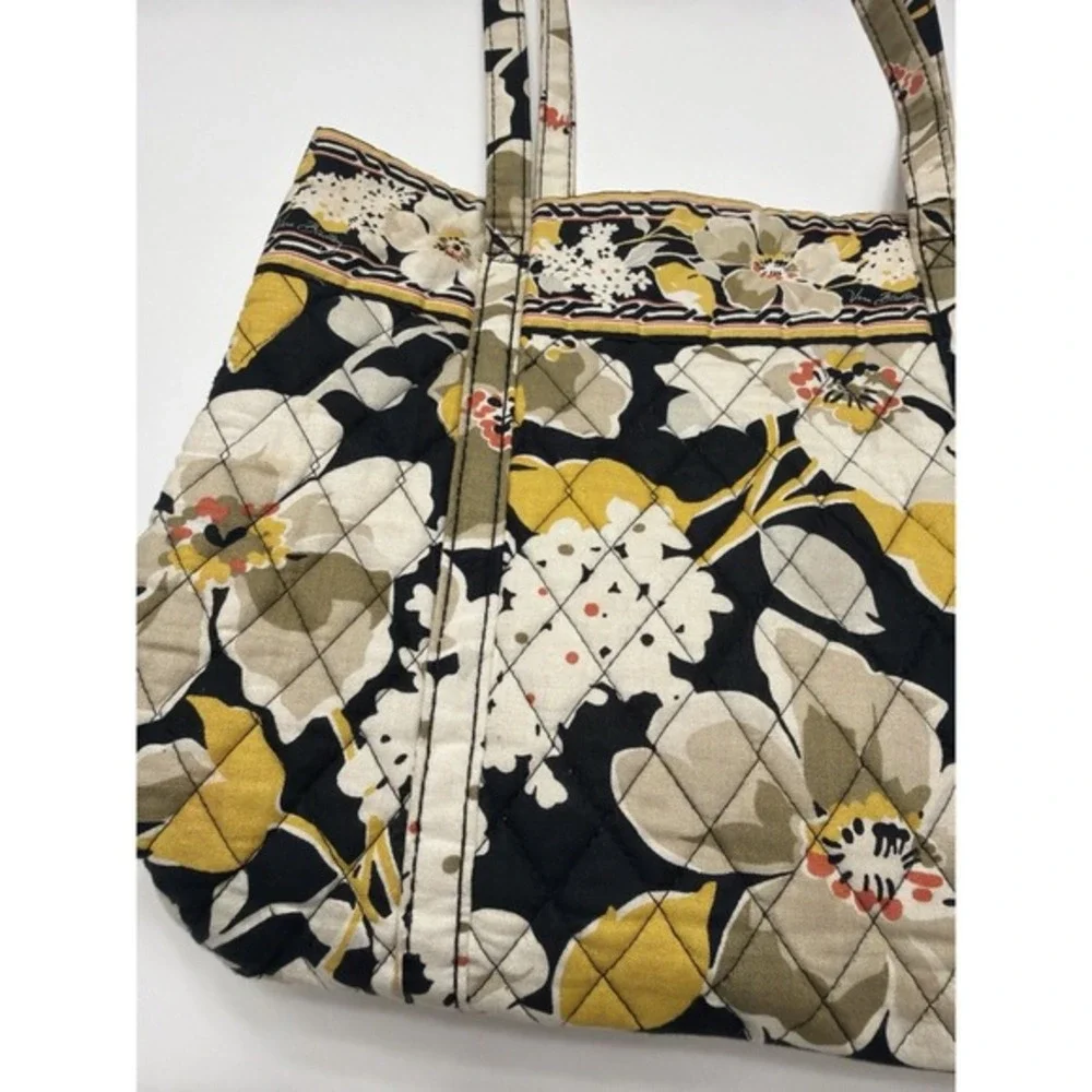 Vera Bradley Baroque Tote Bag + Wallet Quilted Floral Black Yellow.‎     5168